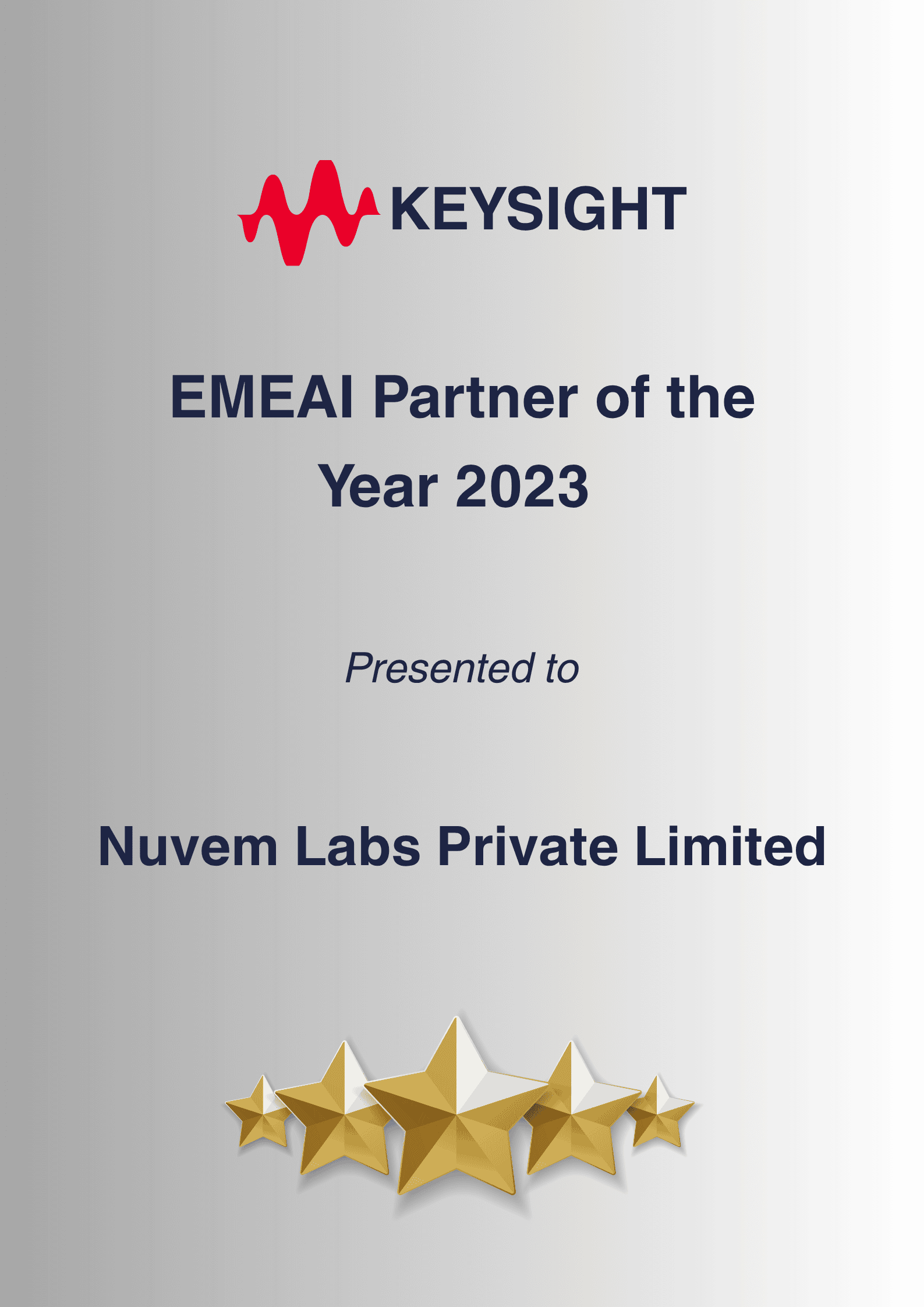 EMEAI Partner of the Year 2023 by keysight - nuvem labs